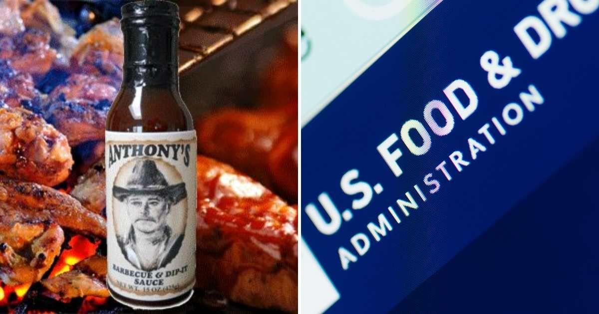 (L) Barbeque sauce bottle (Cover Image Source: Facebook | Anthony's BBQ Dip-it Sauce) | (R) US Food & Drug Administration (Representative Cover Image Source: Getty Images | Mario Guti)