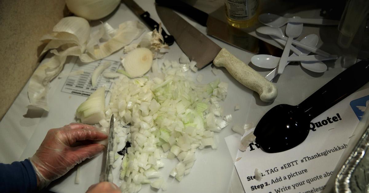 Chopping up onions