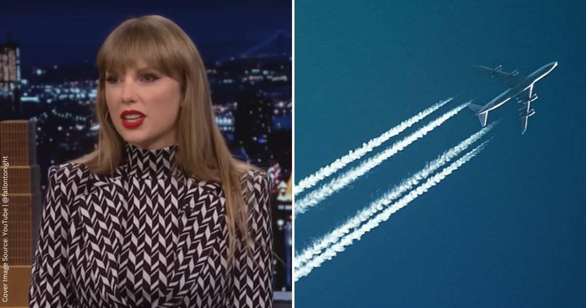 (L) Taylor Swift in an interview with Jimmy Fallon on The Tonight Show. (Cover Image Source: YouTube | @fallontonight) | (R) A private jet flying in the air. (Representative Cover Image Source: Pexels | SevenStorm JUHASZIMRUS)