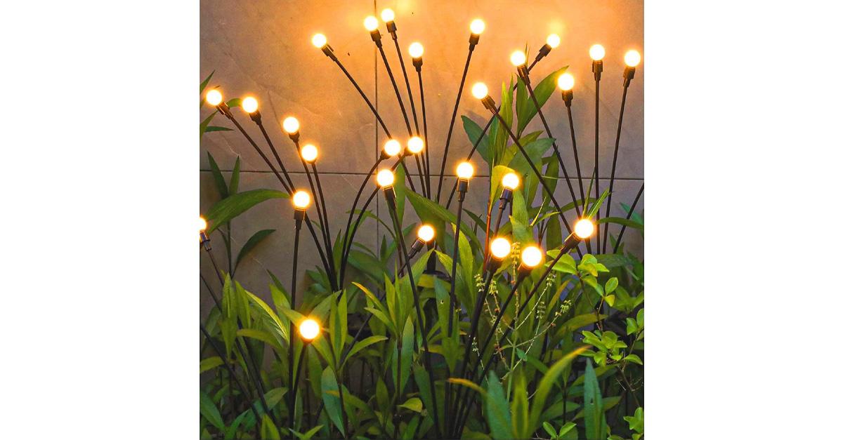 solar garden lights at night