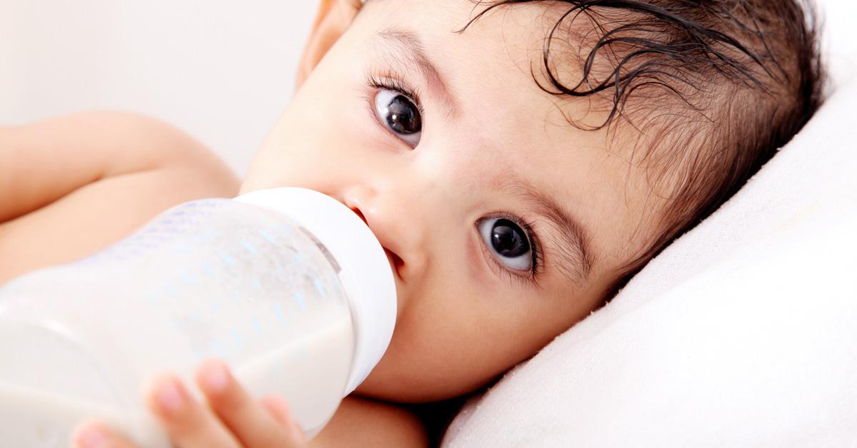 Baby drinking from bottle