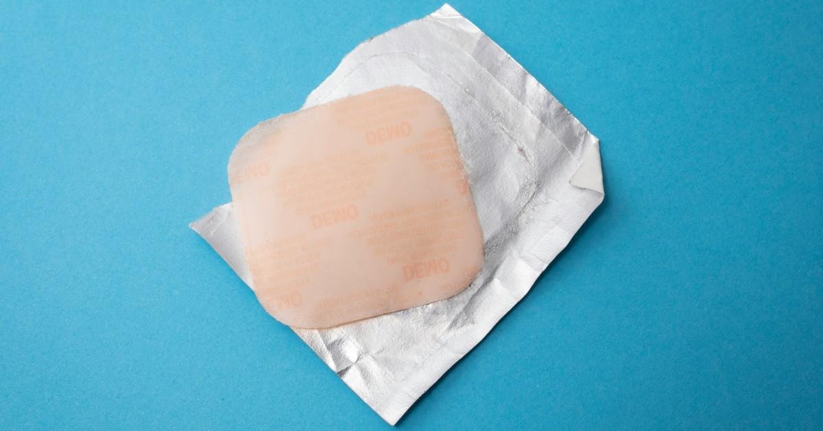 Closeup of a hormonal patch