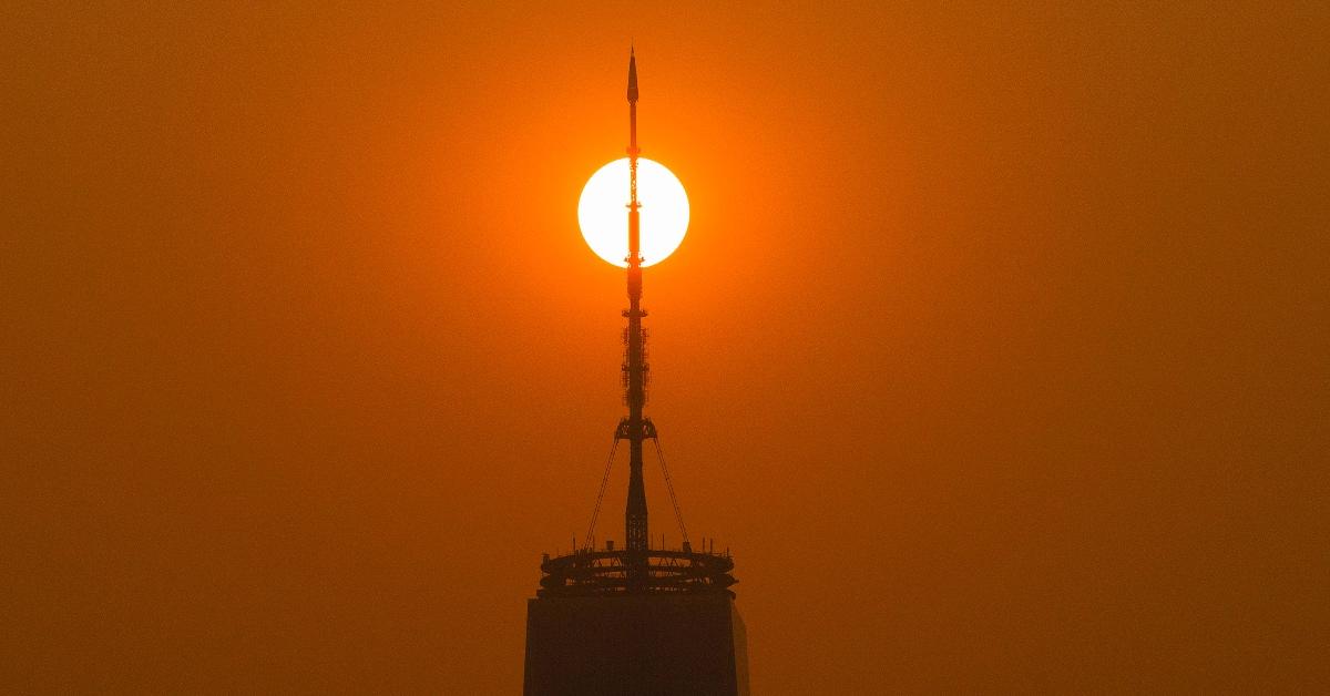 One World Trade center as smoke from the Canadian wildfires create a haze in NYC.