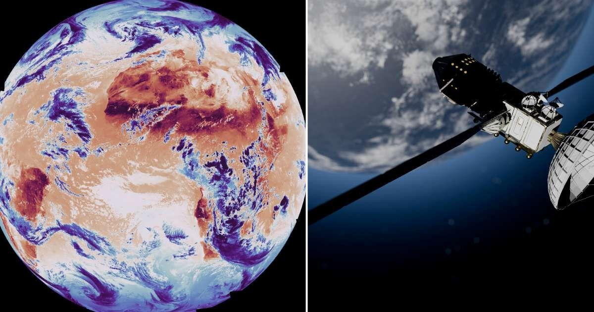 (L) Global surface and cloud-top temperatures by MTG-Sounder | (R) Illustration of Satellite (Representative Cover Image Source: (L) ESA; (R) Getty Images | Photo by Sergio Bonilla)