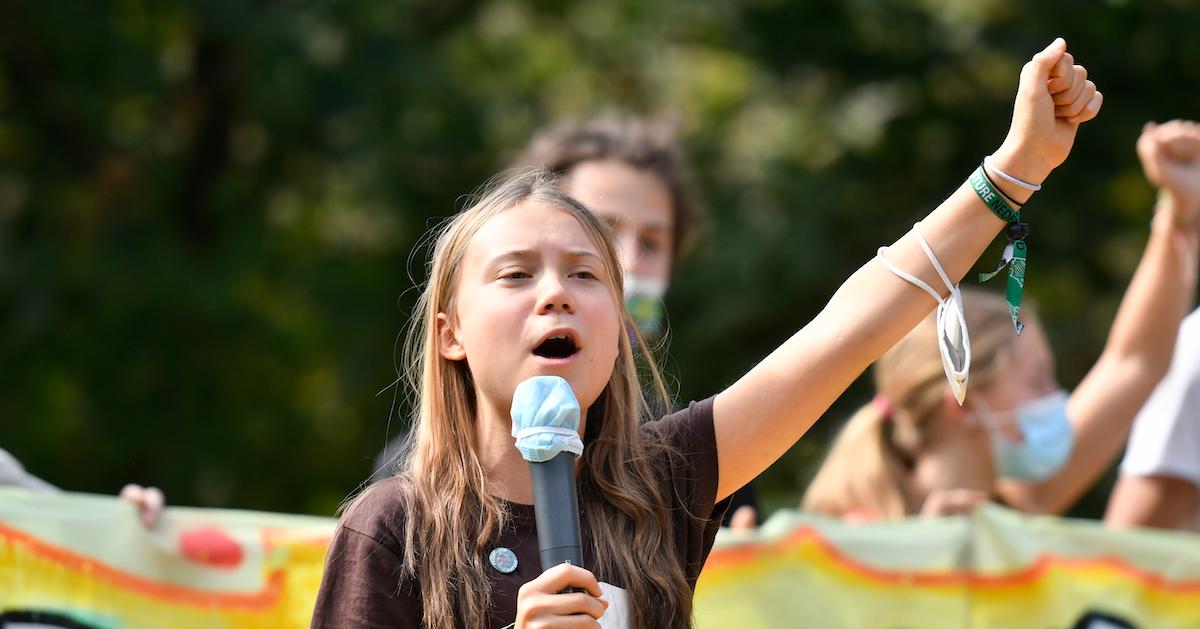 Greta Thunberg Making a Speech