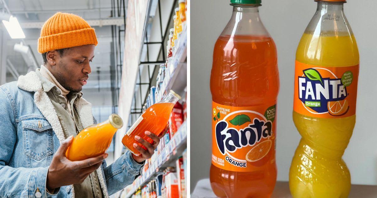 (L) Man buying sodas from a retail store (Representative Cover Image Source: Getty Images | Elena Perova) | (R) Two Fanta drinks from Europe and America. (Cover Image Source: Reddit |u/dannybluey)