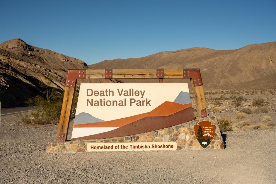 A photo of the sign for Death Valley National Park in California. 