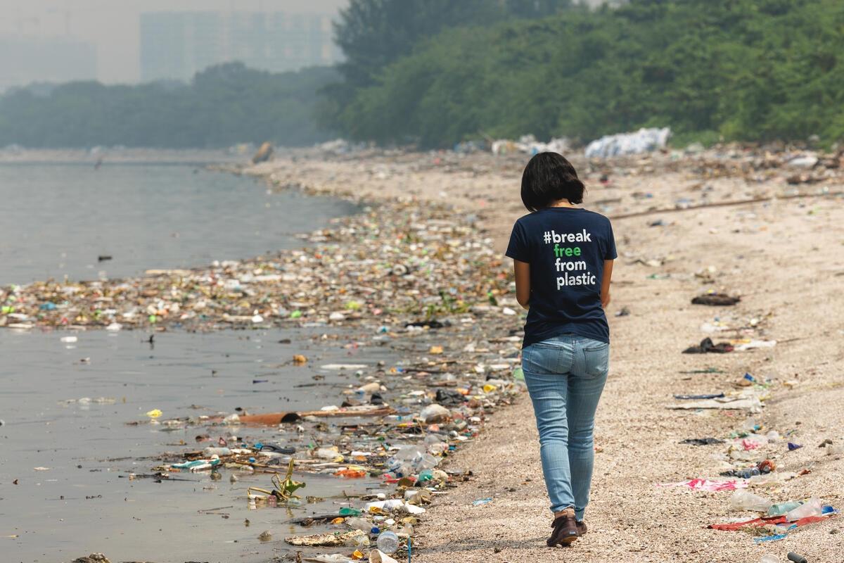 plastic trash around Freedom Island at Las Pinas, Philippines