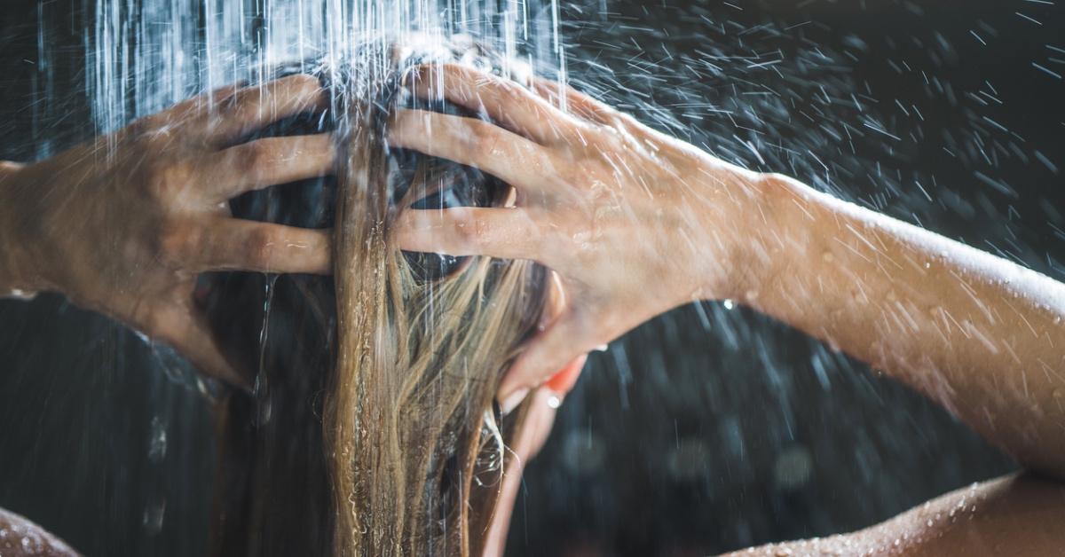 Woman washing her hair.