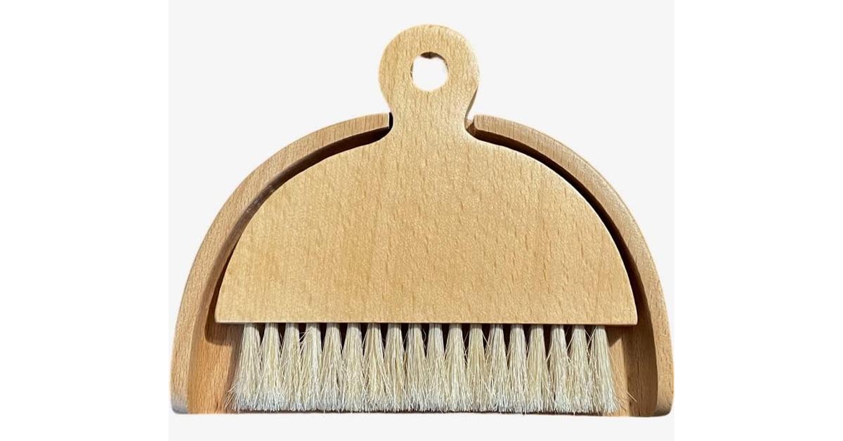 mini broom and dustpan made of bamboo and sisal