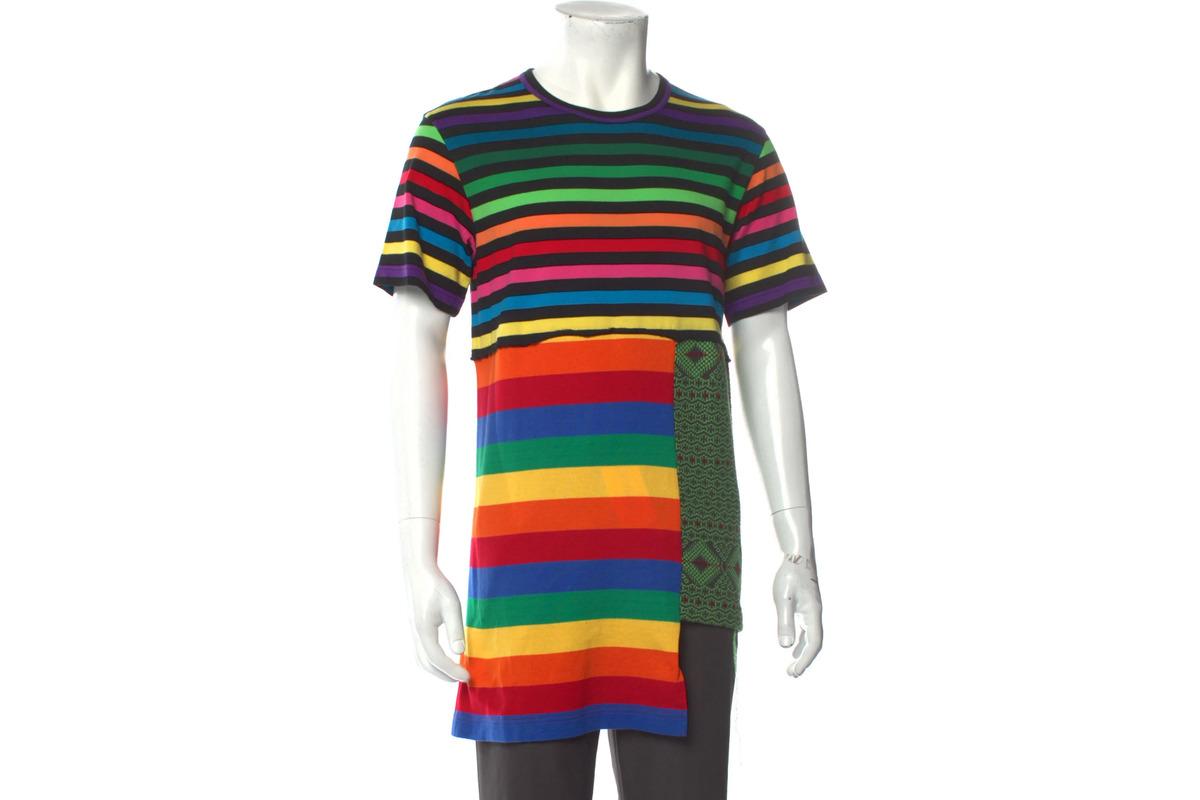 Commes des Garcons Homme Plus Rainbow-Striped T-Shirt