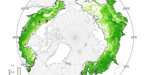 Distribution of boreal across boreal ecoregions in 2020. (Cover Image Source: Biogeosciences)