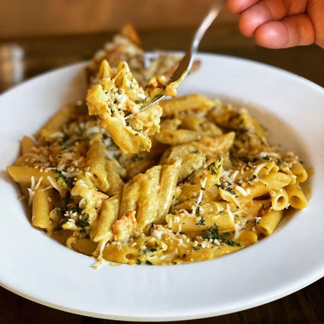 The baked mac and cheese dish at Tarantino's Vegan in Las Vegas.