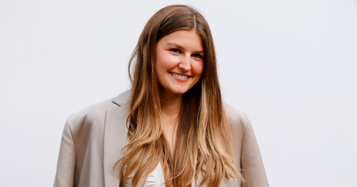 Sara Walker smiles in front of white background at ANINE BING Sounds the Spirit of L.A. held at Chateau Marmont on May 2, 2024 in Los Angeles, Calif.