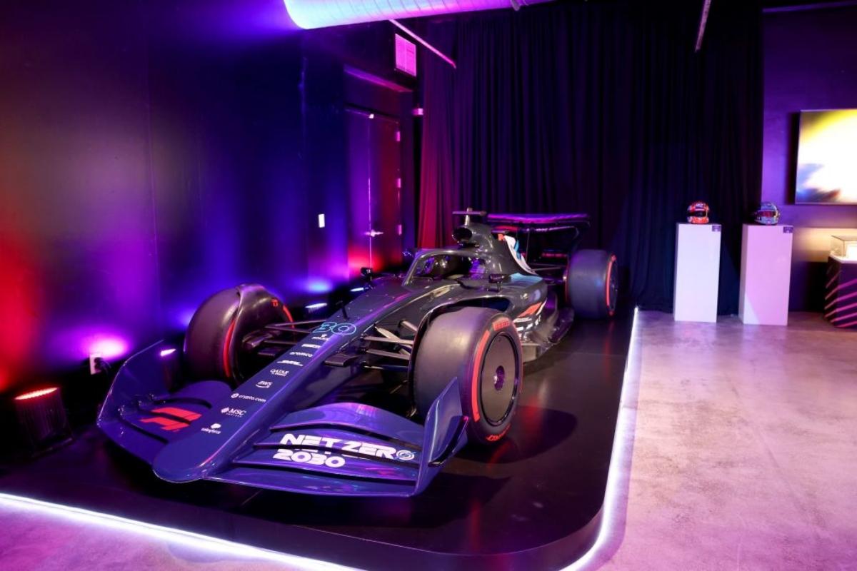 Formula One racing car with Net Zero 2030 on the front