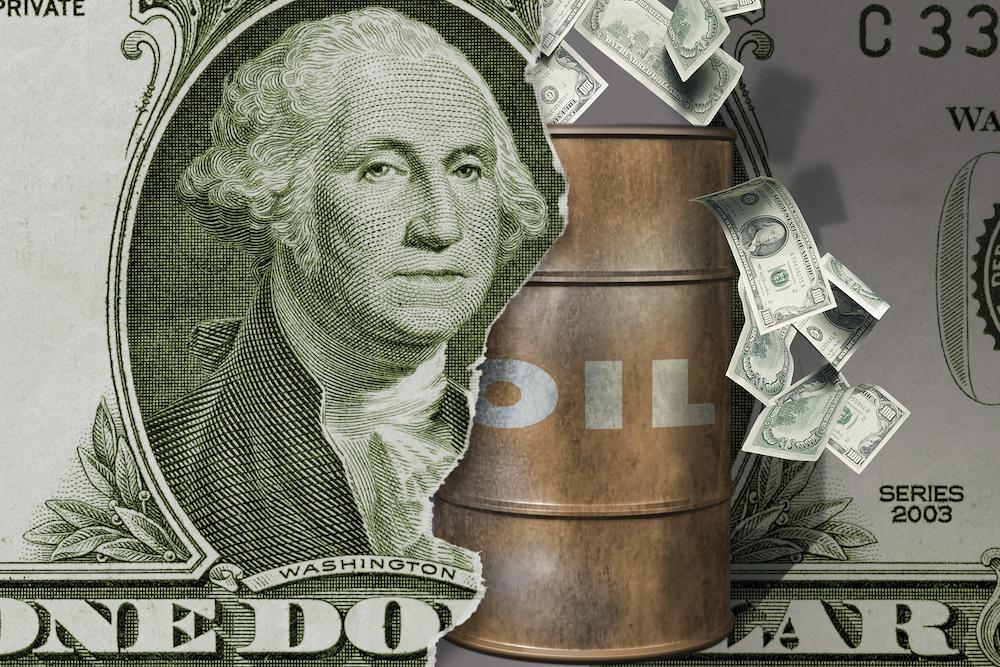 An Oil Barrel and a Dollar Bill