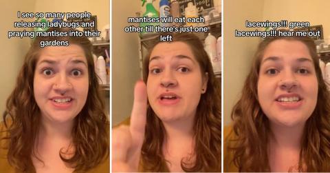 Screenshots from TikTok video of woman speaking to the camera.