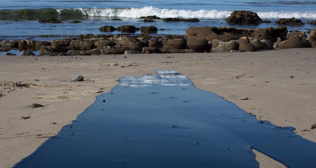 Oil spill on local beach