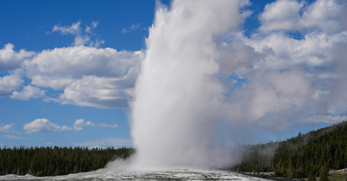 A Yellowstone geyser erupts