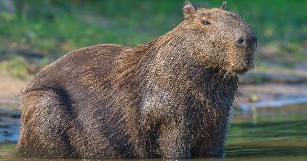 Capybara taking a relaxing swim in water.