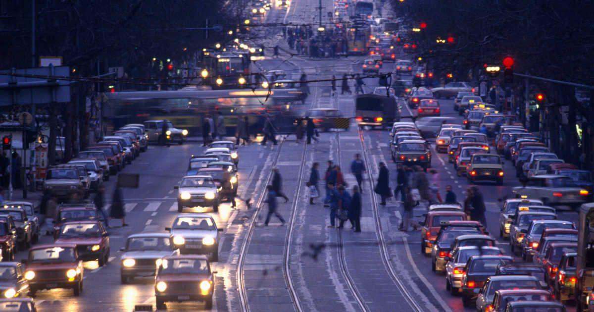 Visuals of traffic in a busy city as the sky turns darker. (Representative Cover Image Source: Getty Images | Atlantide Phototravel)