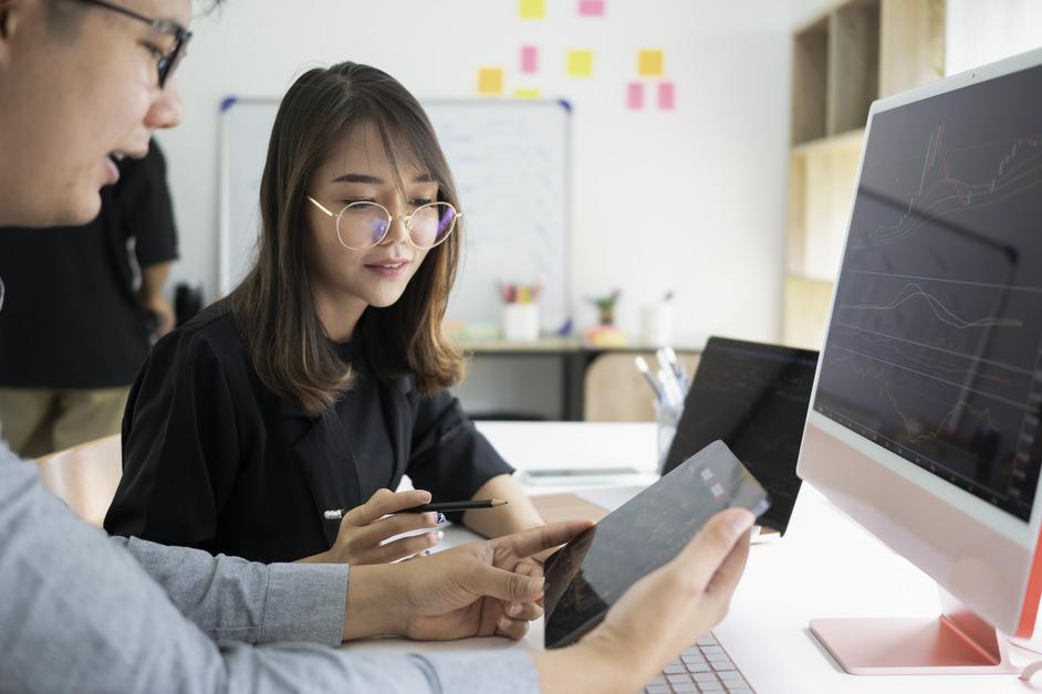 People working at a computer