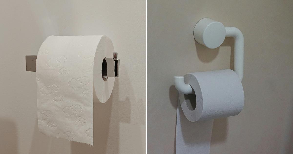(L) A toilet paper roll with paper hanging over. (R) A toilet paper roll with paper hanging under. (Representative Cover Image Source: Pexels | (L) Vie Studio, (R) Hermaion)