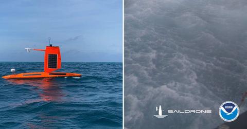 Clever drone Saildrone sailing in the Atlantic Ocean to capture the monstrous storm Hurricane Sam. (Cover Image Source: X | @NOAAResearch)