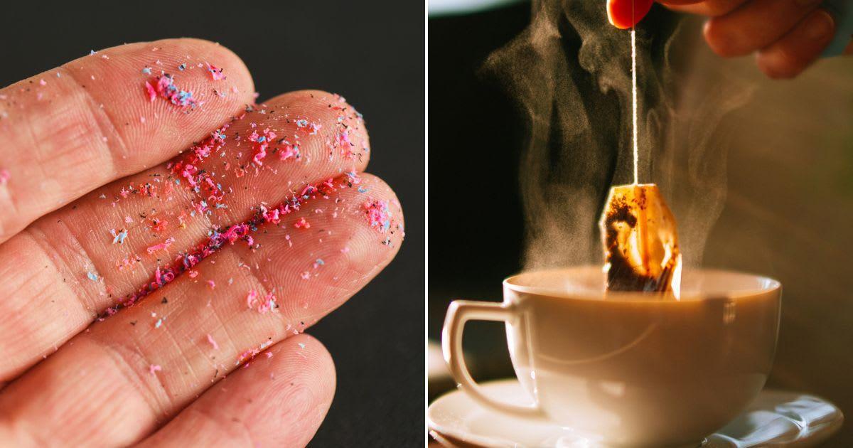 Representative images of (L) microplastics and (R) a cup of tea. (Cover Image Source: Getty Images | Photos By (L) Peter Dazeley; (R) Guido Mieth)