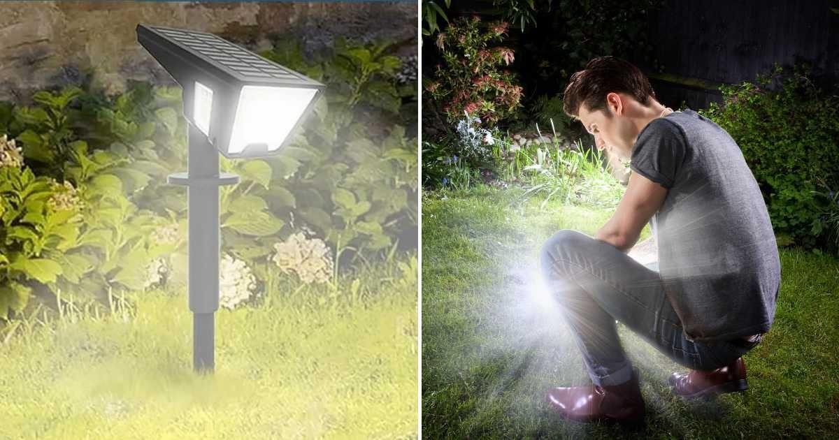 (L) SZRSTH Solar Lights Outdoor - 4Pack lights on Walmart. (Cover Image Source: Walmart) | (R) A man is turning on garden lights at night. (Representative Cover Image Source: Getty Images | Betsie Van der Meer) 