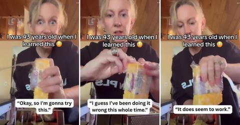 A woman grates cheese with a new technique. (Cover Image Source: TikTok | @aliceinbravoland)