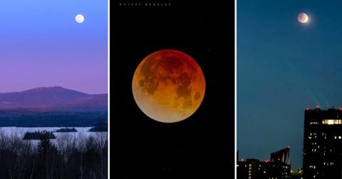 Residents across America captured surreal shots of the total lunar eclipse or Blood Moon that appeared on March 3 (Cover Image Source: (L) EarthSky | Claire Shickora; (C) EarthSky | Cissy Beasley; (R) X | @BayesD)