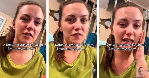 A woman cries after getting a massive bill for her dental visit