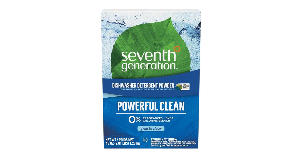 Seventh Generation Dishwasher Detergent Powder on white backggroud