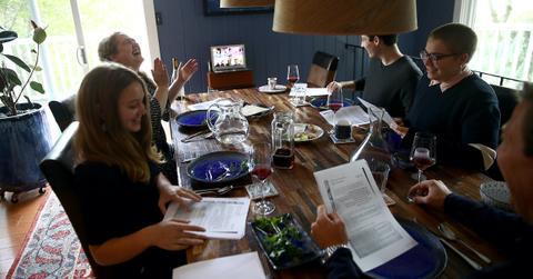 People at a dinner table for a Seder