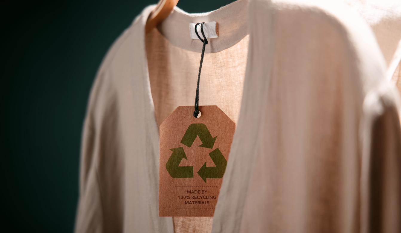 Organic cotton t-shirt with recycling tag