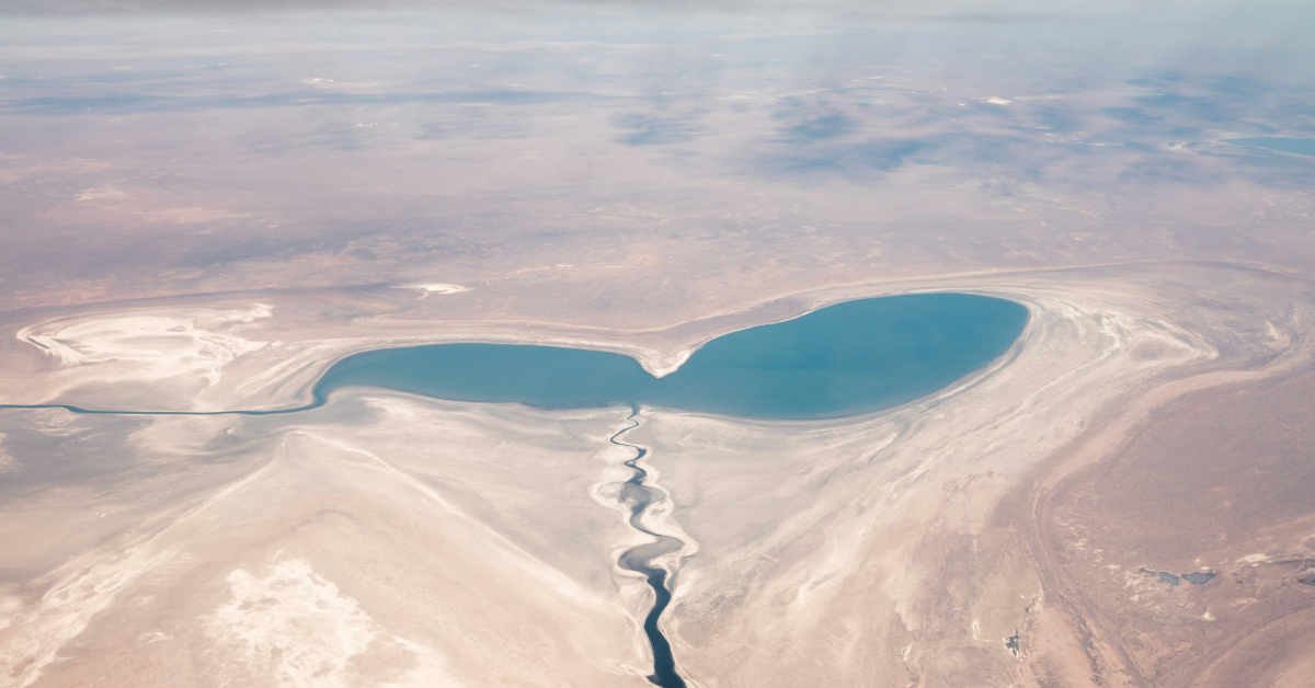 An overhead view of the Aral Sea