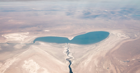 An overhead view of the Aral Sea