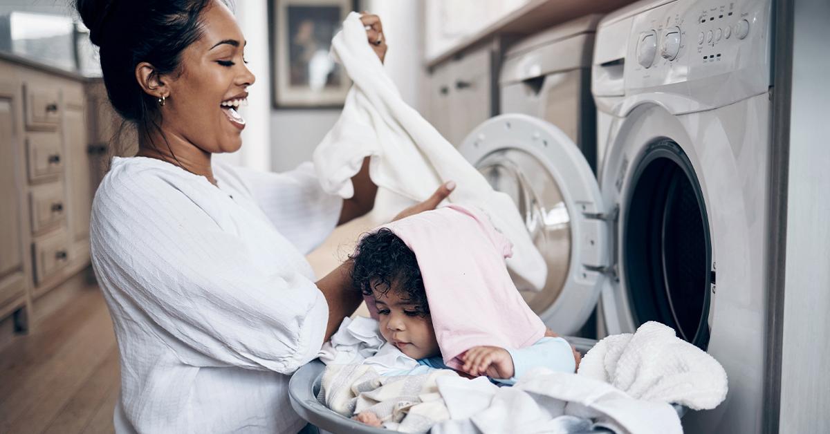 mom doing laundry