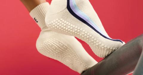 non-slip pilates socks on the reformer