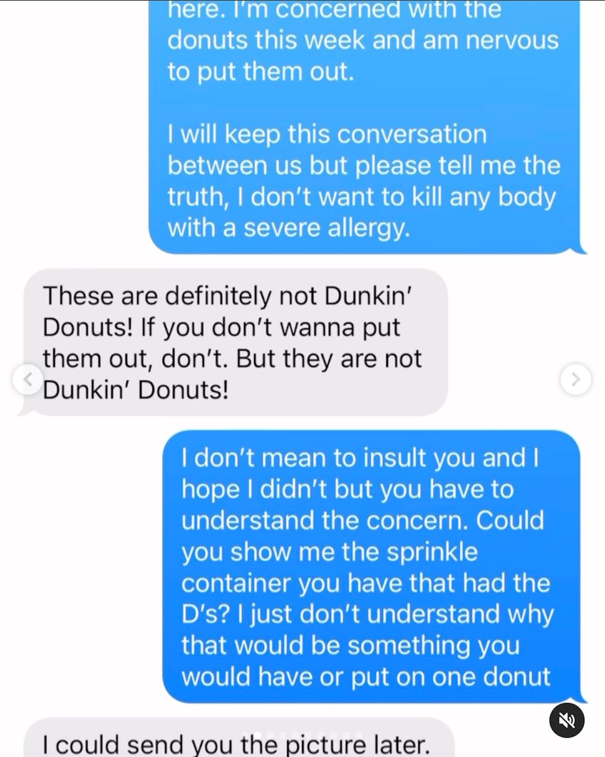 Screenshot of text convo between Cindysnacks and Michelle Siriana.