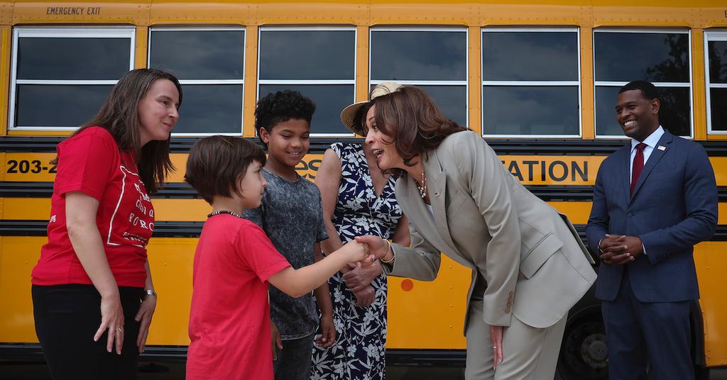 Kamala Harris Introduces New Electric School Buses to Schools Nationwide