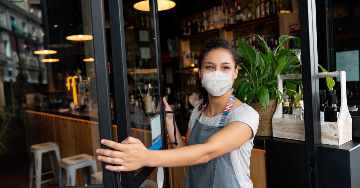 business owner wearing covid mask