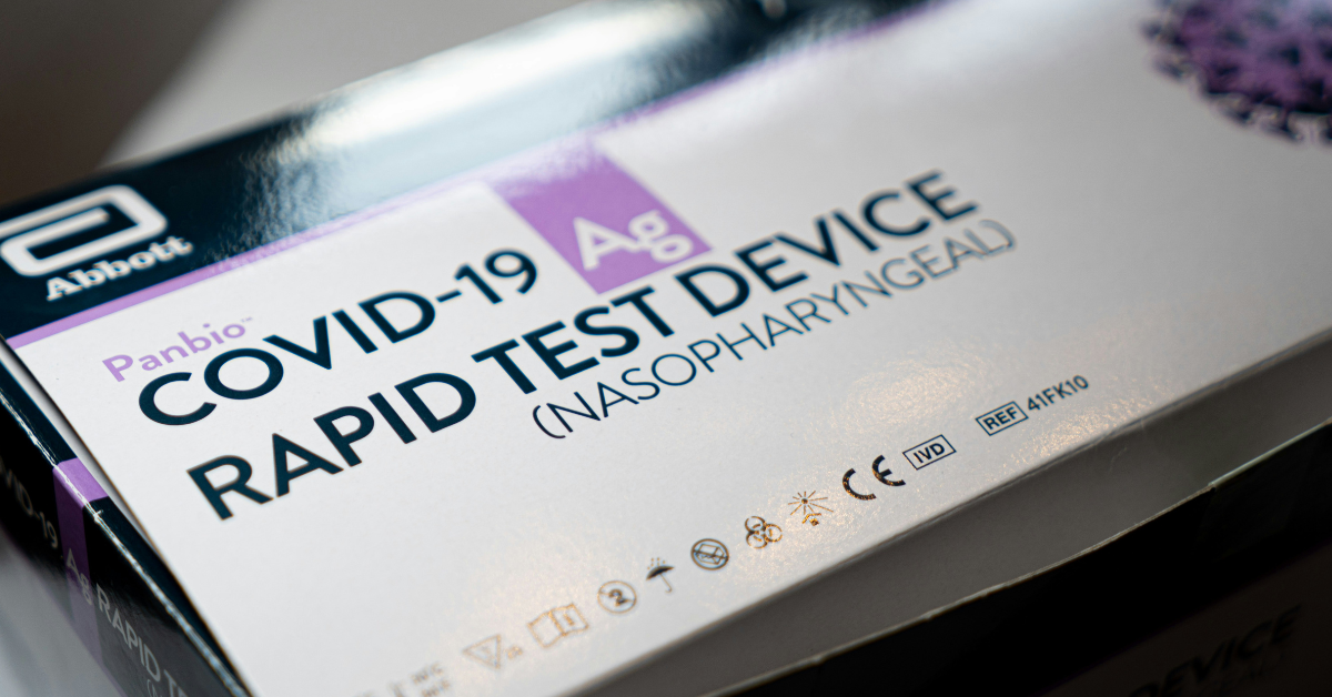 A Covid-19 rapid test box