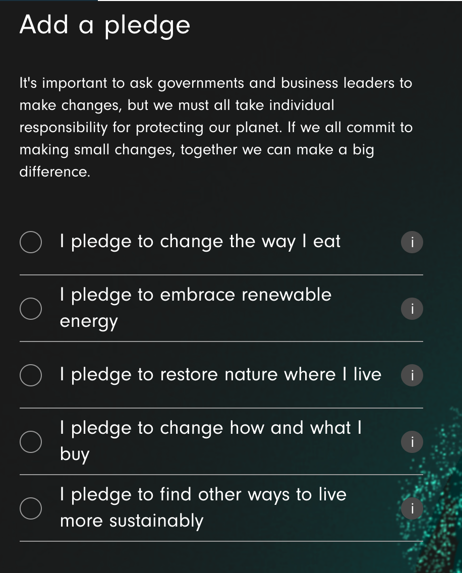 earth hour pledge