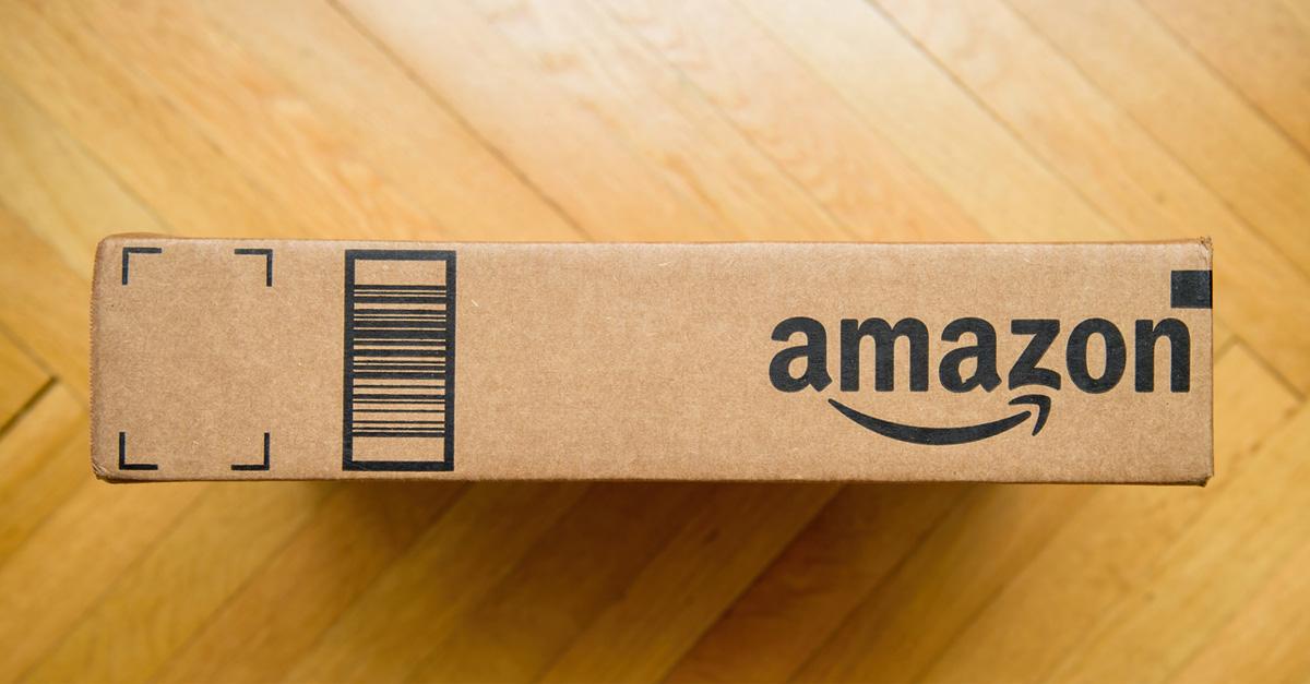 Amazon box on wood floor