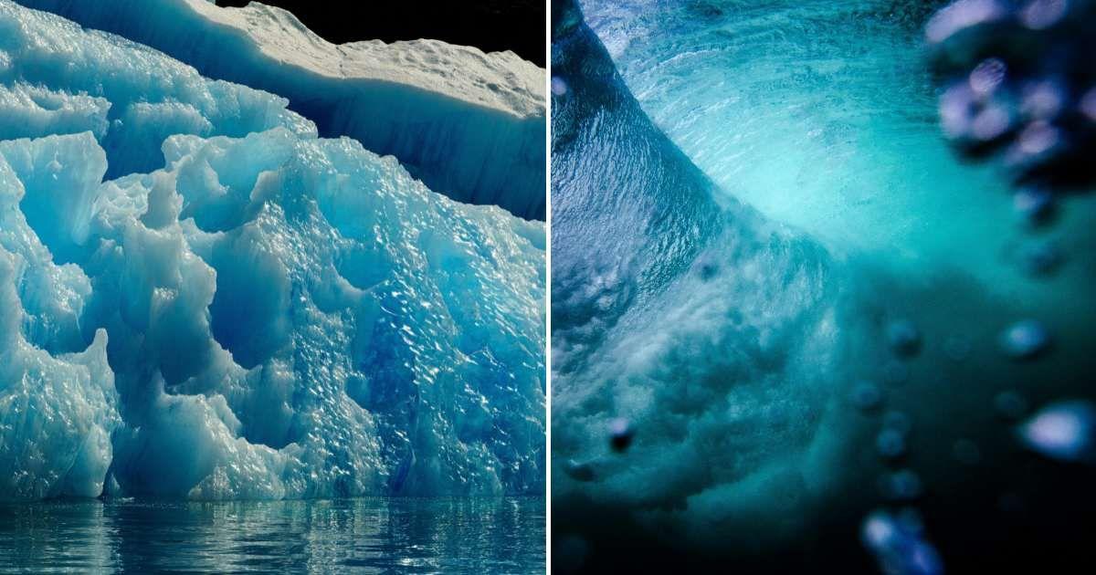 (L) Melting ice shelf in Antarctica. (R) The flow of ocean currents carrying warm water. (Representative Cover Image Source: Pexels | (L) Lars H Knudsen, (R) Emiliano Arano)