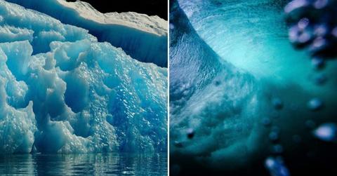 (L) Melting ice shelf in Antarctica. (R) The flow of ocean currents carrying warm water. (Representative Cover Image Source: Pexels | (L) Lars H Knudsen, (R) Emiliano Arano)