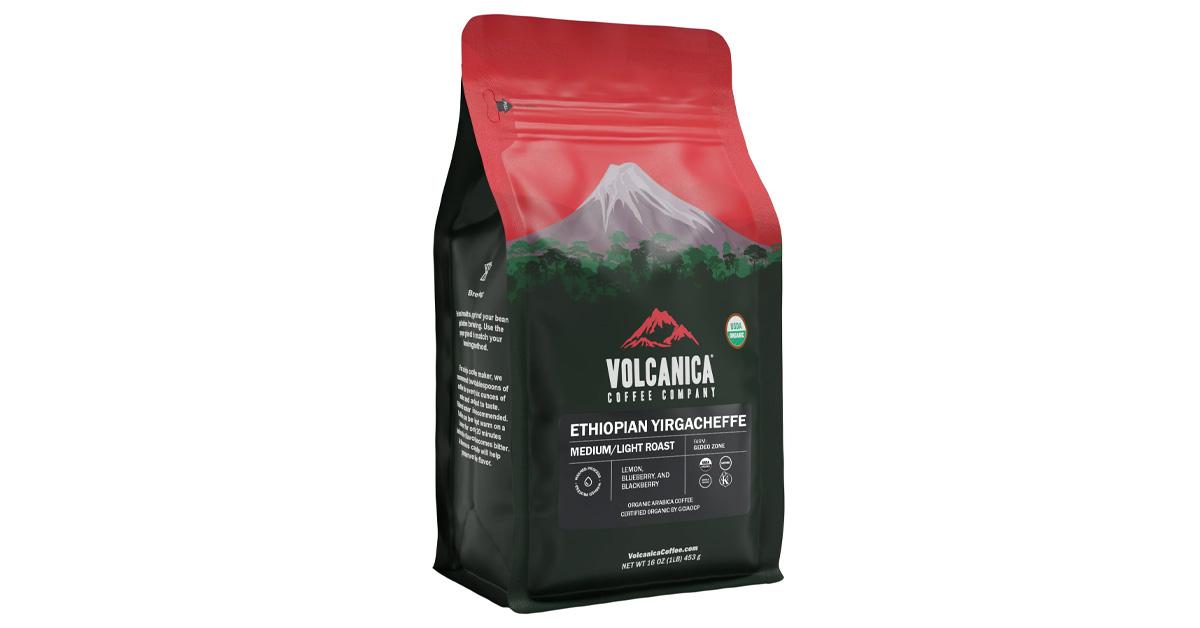 black andred bag of coffee