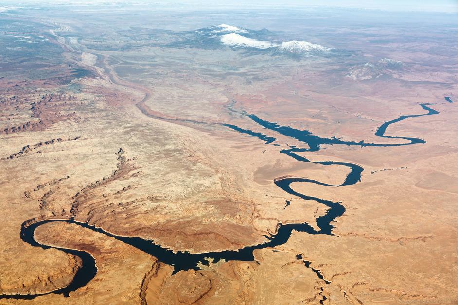 An aerial view of Lake Powell in Utah.